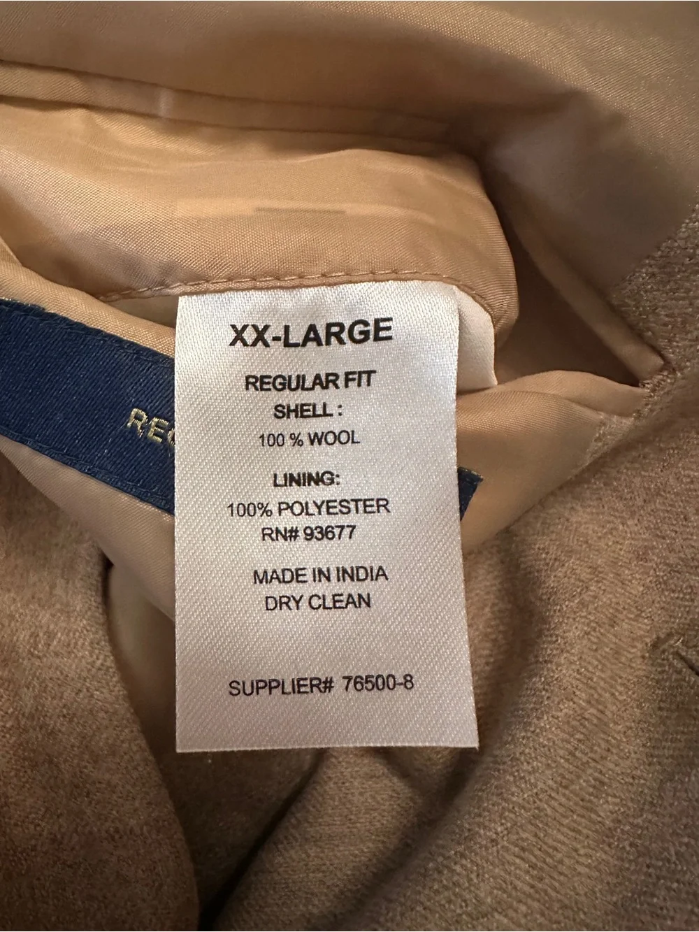 NWT Stafford Mens Sz XXL 100% Wool Oatmeal Beige Long Coat Fully Lined $260